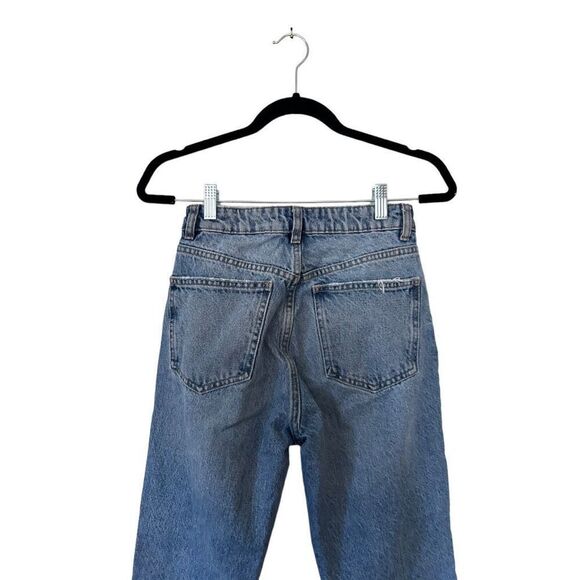 Zara 5 Pocket Design Distressed Ripped Denim Straight Jeans Blue Size 4 - Picture 2 of 11